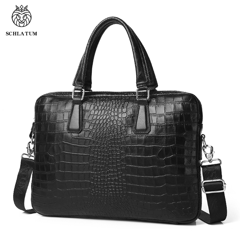Luxury Bags That Fit Laptop - SCHLATUM véritable cuir Crocodile Grain porte-documents