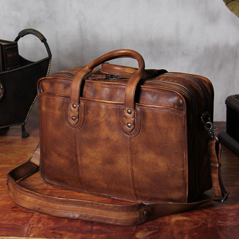 Luxury Bags That Fit Laptop - Sacoche de luxe vintage en cuir