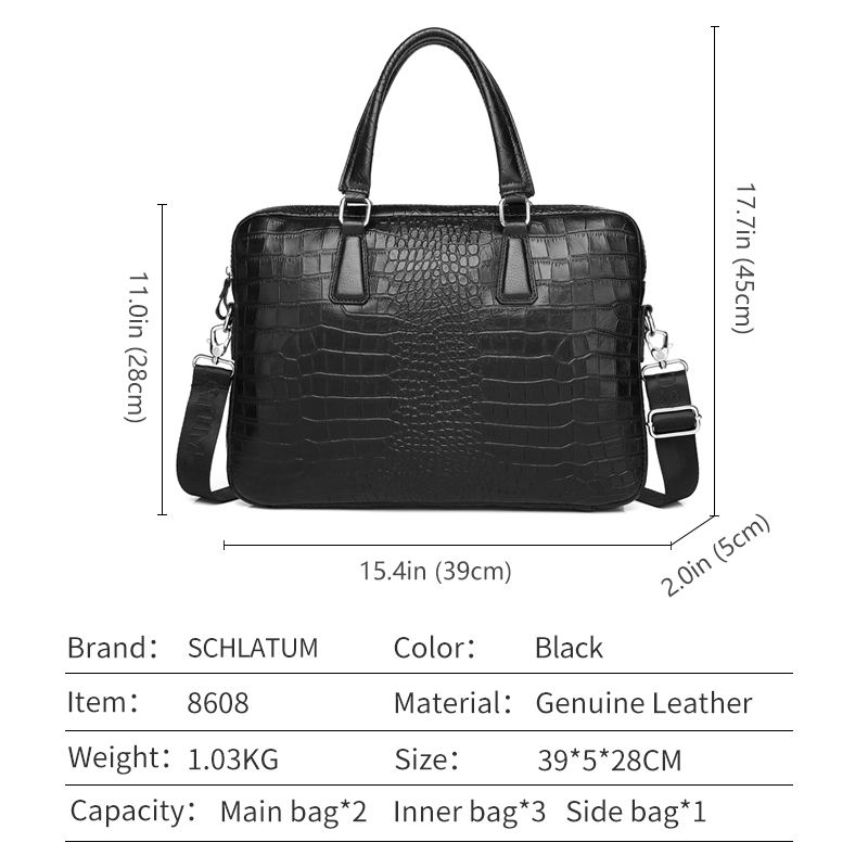 SCHLATUM véritable cuir Crocod - Luxury Bags That Fit Laptop avis et prix